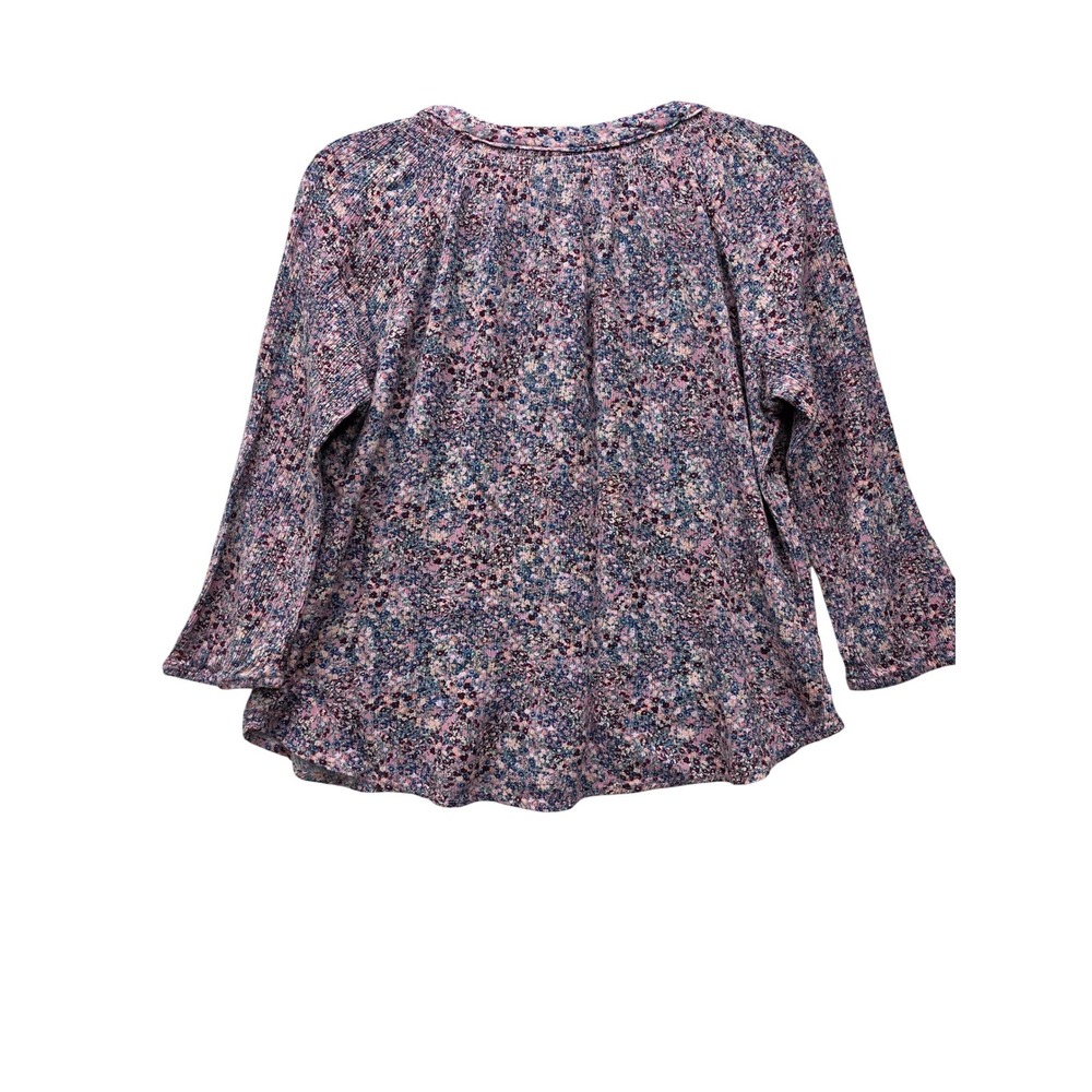 Peasant Blouse Pink Blue Boho Flowy Floral Print Lightweight Charming - Picture 2 of 8